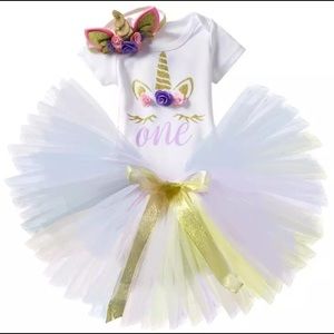 Unicorn Tutu Dress One Year Birthday Pictorial